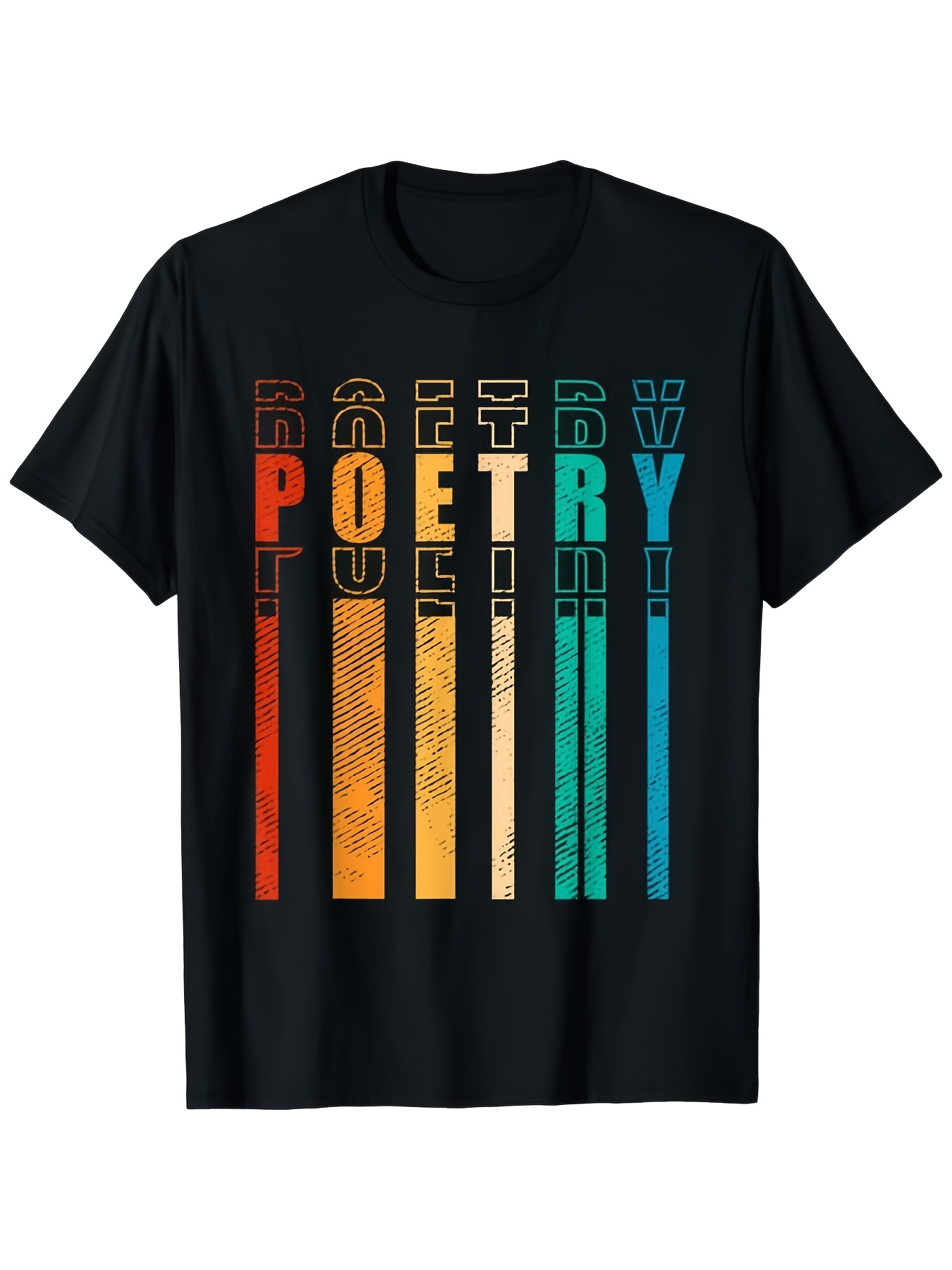 Vintage Fashion Illustration - ヴィンテージ メンズ ブラック グラフィック Tシャツ 詩句文字重ね