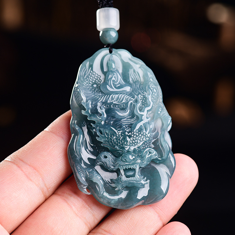 Vintage Fashion Jewelry Necklaces - 天然ビルマ翡翠ドラゴンペンダントネックレスヴィンテージデザイナーファッション本物の翡翠高級ジュエリーアクセサリー女性へのギフト