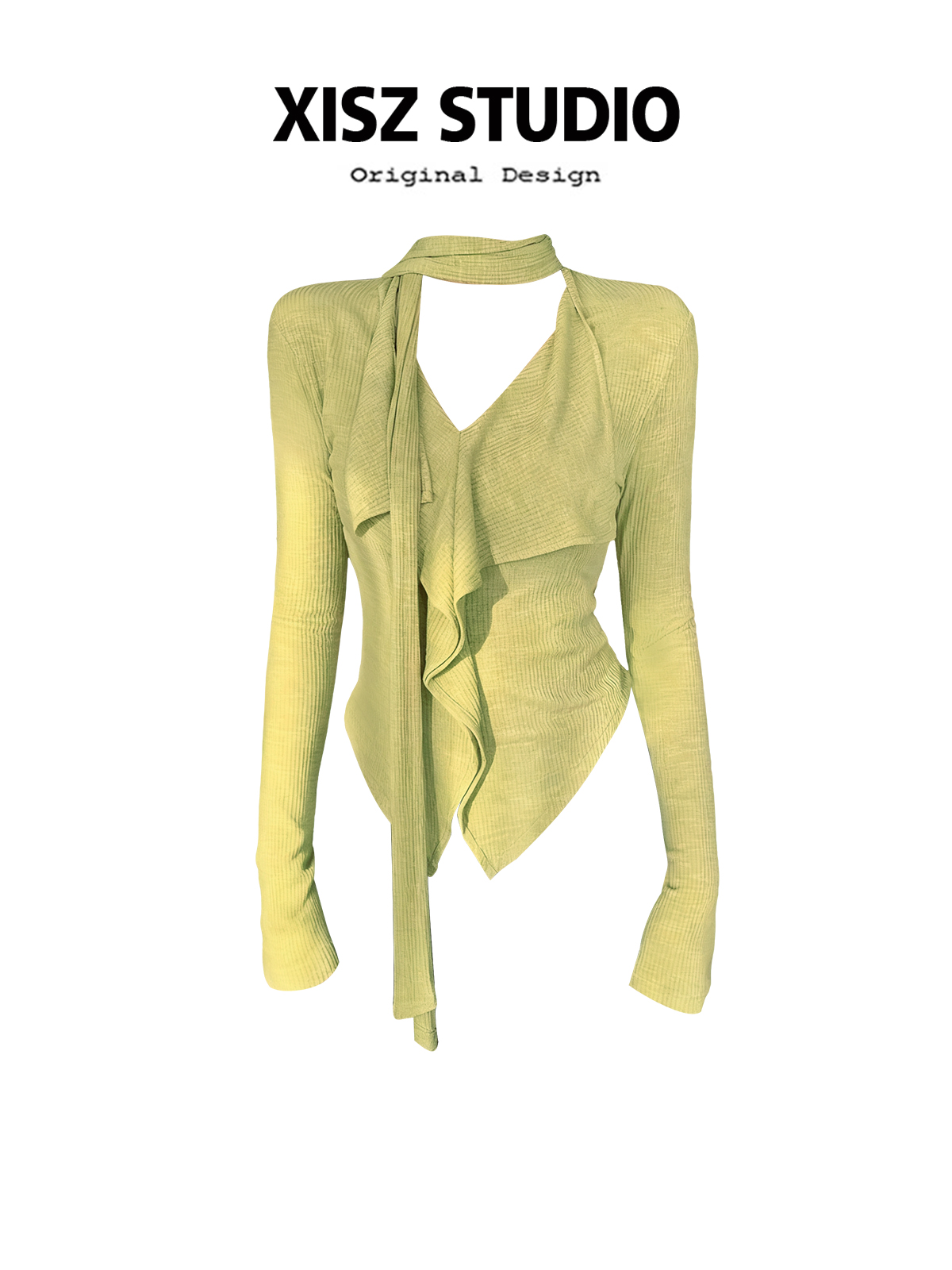 Turtleneck Knit 90S - 女性用イエローゴシックTシャツ原宿Y2kティートップ90年代ヴィンテージ長袖タートルネックTシャツエモ2000年代服2025秋