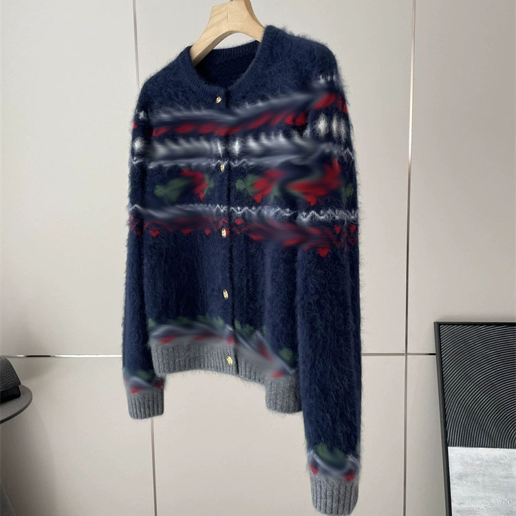 Vintage Fashion Faire - フェアアイランド ヴィンテージ ニット ラウンドネック オープンカーディガン レディースファッション
