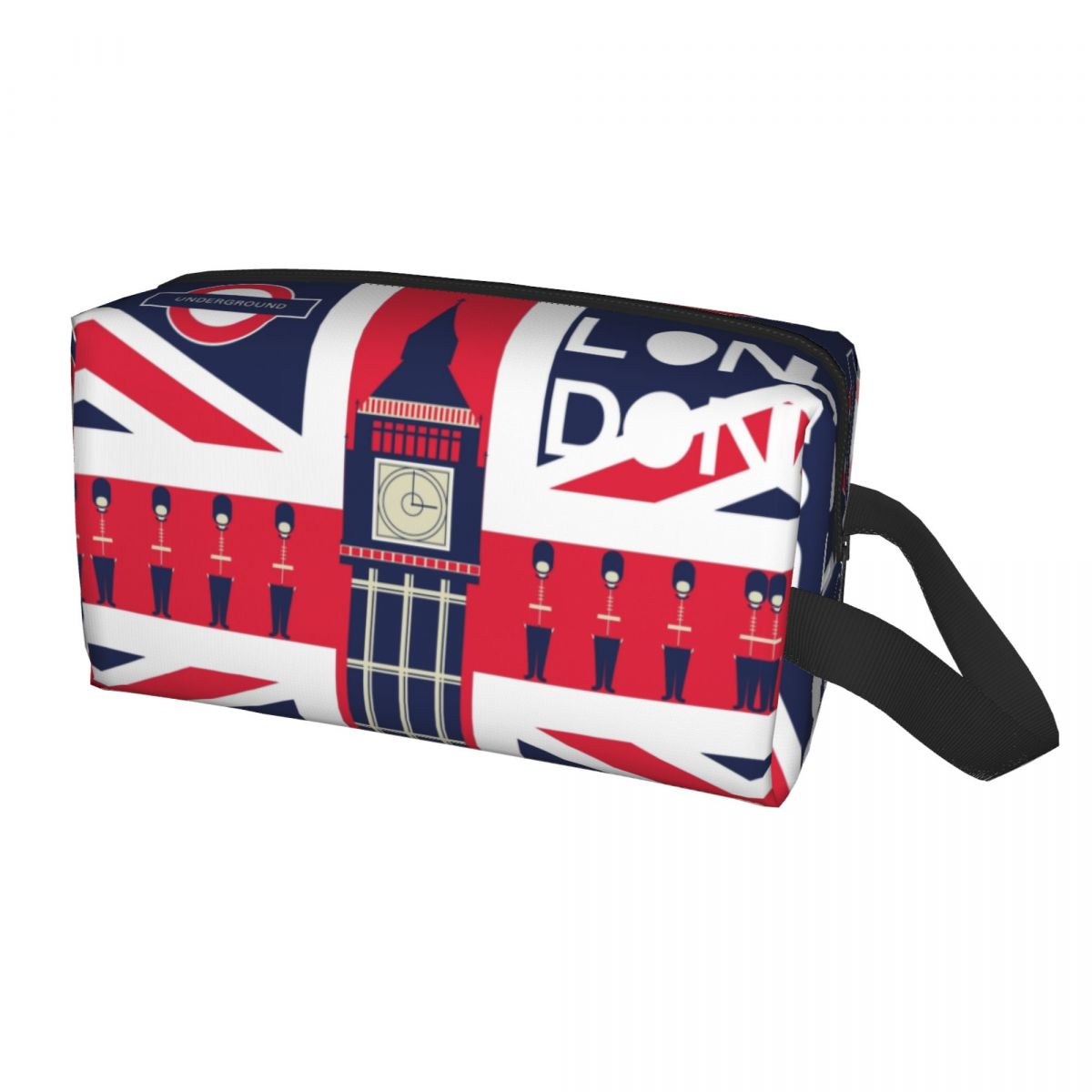 Vintage Fashion London - 英国国旗の化粧品バッグ,ロンドンのシンボル,ユニオンジャックメイクアップケース,ヴィンテージビューティー収納トイレタリーバッグ,カスタム,ファッション