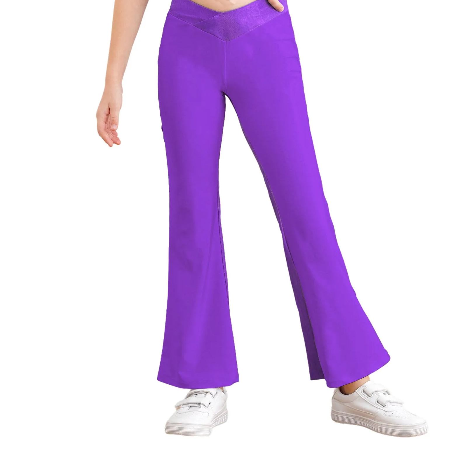 キッズガールズ光沢のあるフレアパンツパンツハイウエストフリル - Wide Leg Trouser 70S のレビューと価格