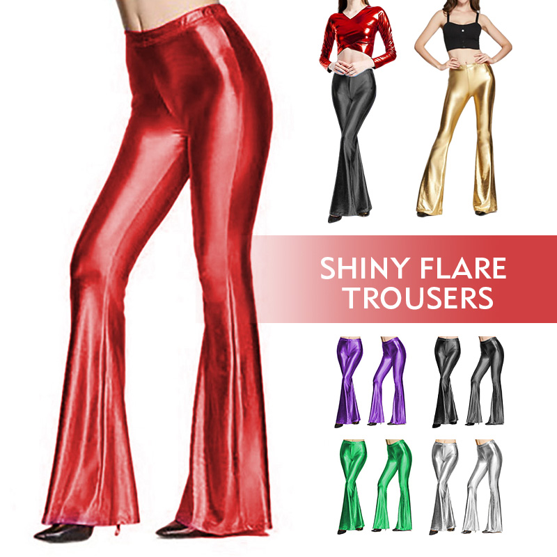 女性用メタリックベルボトムス,フレアパンツ,ワイドレッグ,レ - Wide Leg Trouser 70S のレビューと価格