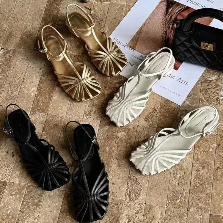 フランス風ヴィンテージ織り込みトゥサンダル 2026夏新作  - Vintage Style Women Fashion のレビューと価格