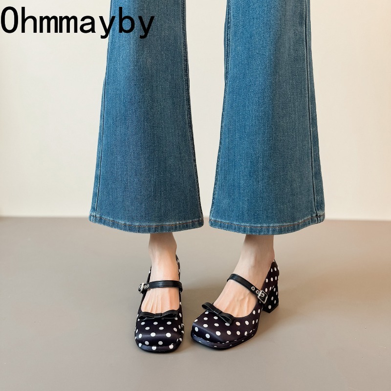 ヴィンテージ厚いヒールポルカドット女性メリージェーンシューズ - Vintage Fashion Dress のレビューと価格