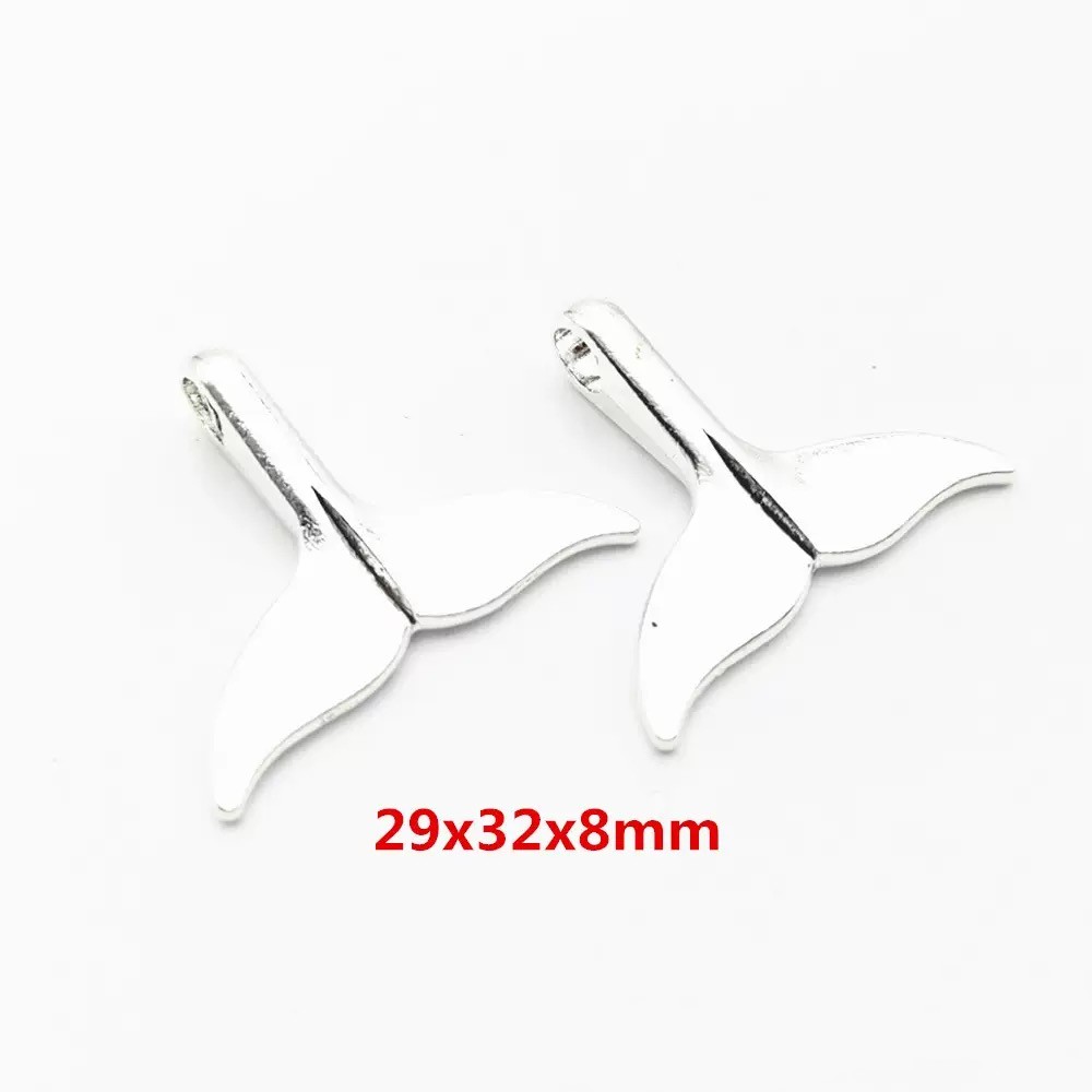 5/10個入りアンティークシルバーメッキクジラの尾合金ペンダ - Vintage Fashion Jewelry Necklaces のレビューと価格