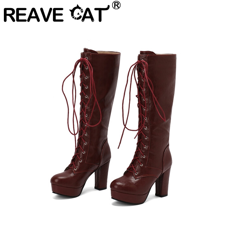 Reave cat-女性用ヴィンテージニーブーツラウンドトゥ - Vintage Style Women Fashion のレビューと価格