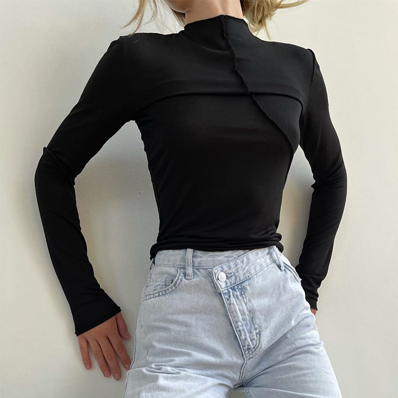 2025年秋 タートルネック Y2K 長袖Tシャツ レディー - Turtleneck Knit 90S のレビューと価格