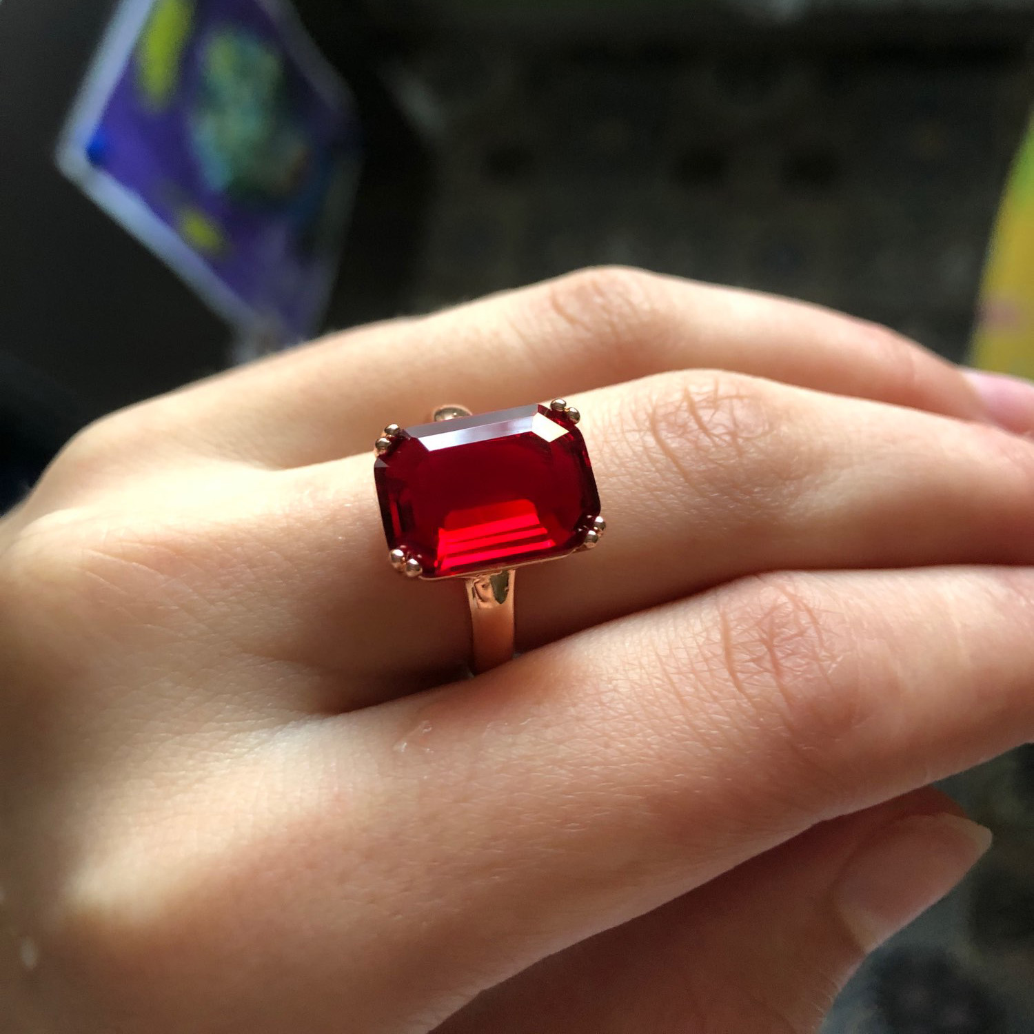 女性用ダブルクリスタル八角形リング,結婚披露宴用の大きな赤い - Vintage Fashion Faire のレビューと価格