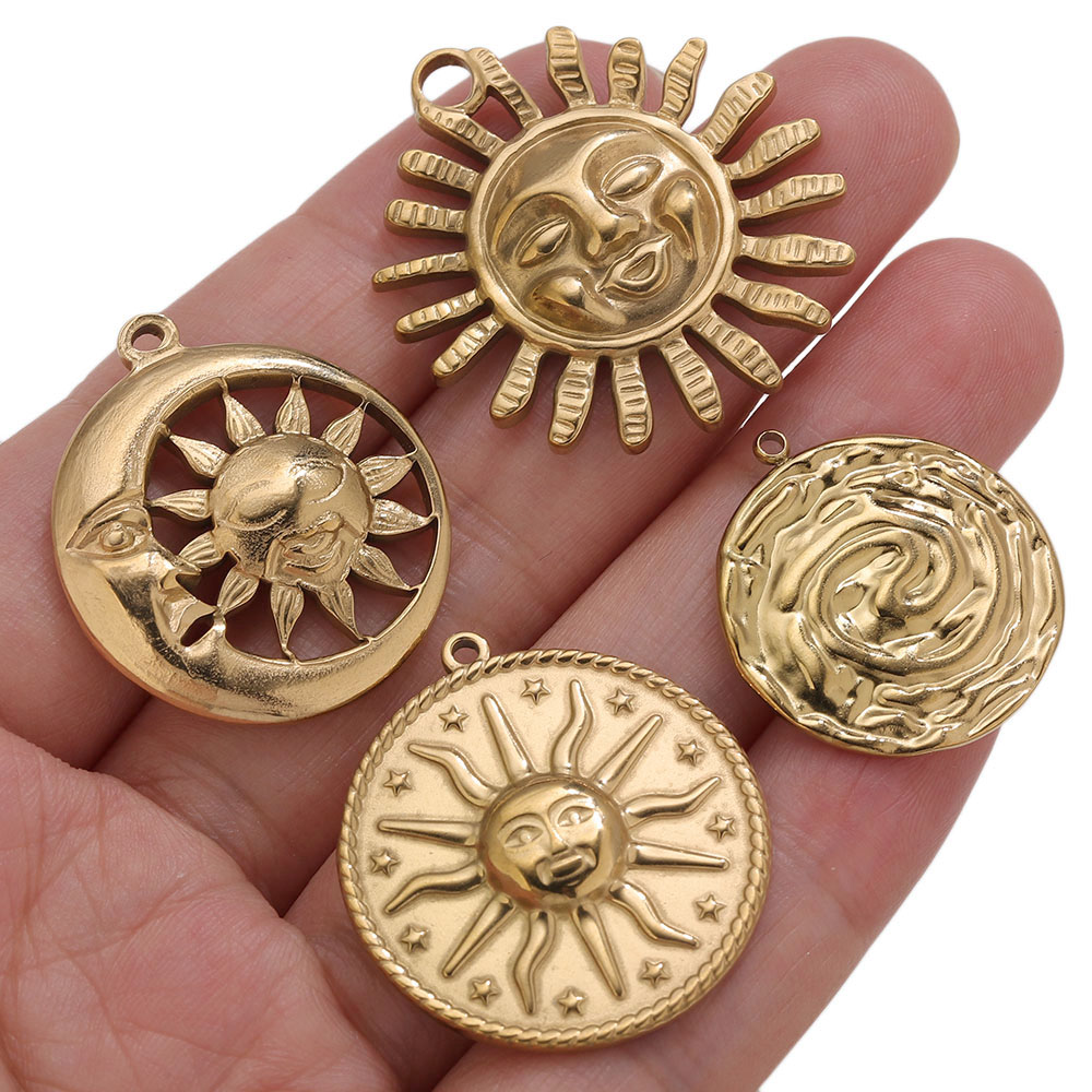 5 個 PVD ゴールドチャームステンレス鋼サンチャームヴィ - Vintage Fashion Jewelry Necklaces のレビューと価格