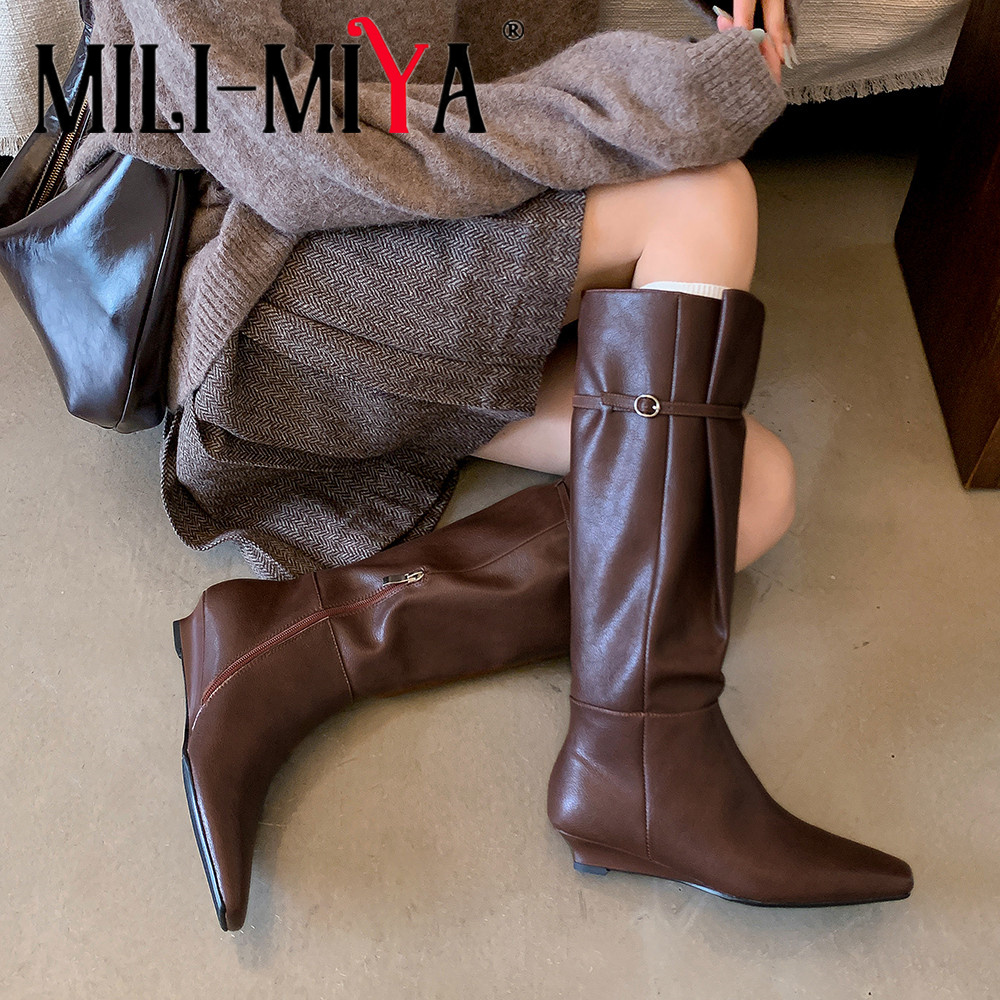 MILI-MIYA 新本革ファッションスクエアトゥニーハイブ - Vintage Fashion Dress のレビューと価格