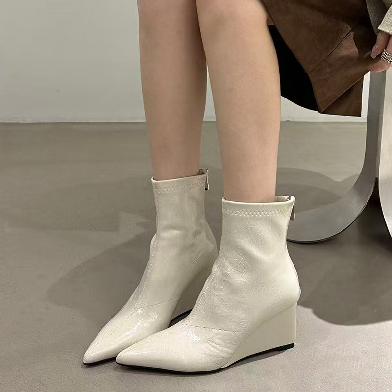 秋冬ヴィンテージウェゲスヒール女性アンクルブーツファッション - Vintage Style Women Fashion のレビューと価格