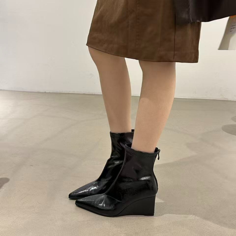 秋冬ヴィンテージウェゲスヒール女性アンクルブーツファッション - Vintage Style Women Fashion のレビューと価格