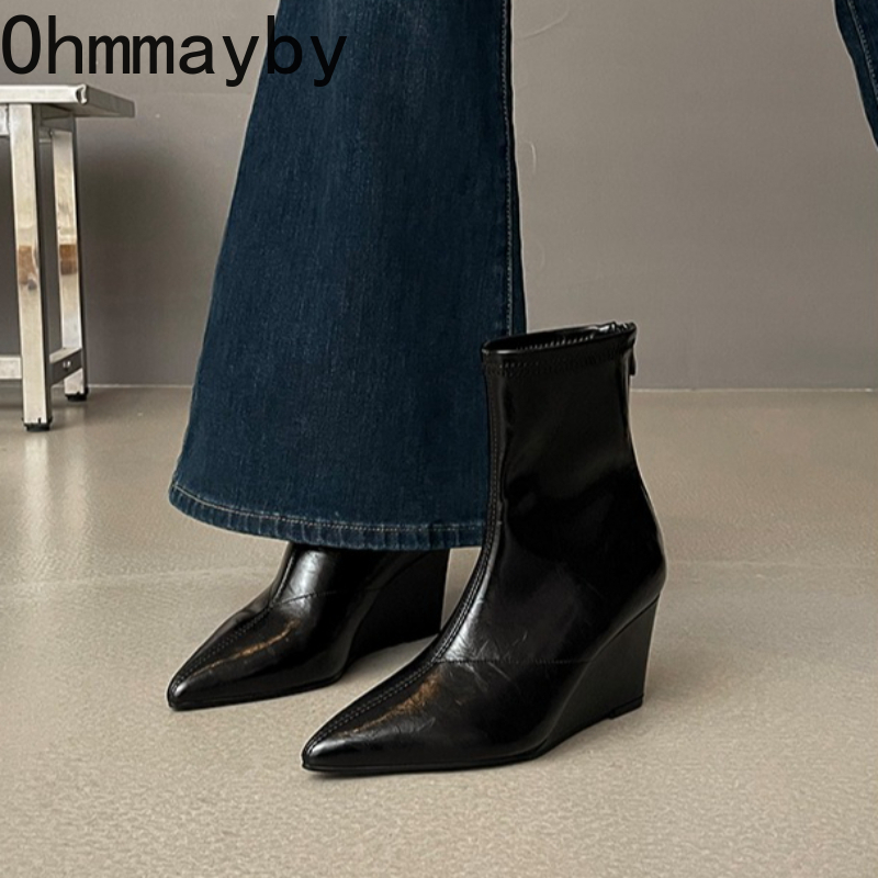 秋冬ヴィンテージウェゲスヒール女性アンクルブーツファッション - Vintage Style Women Fashion のレビューと価格