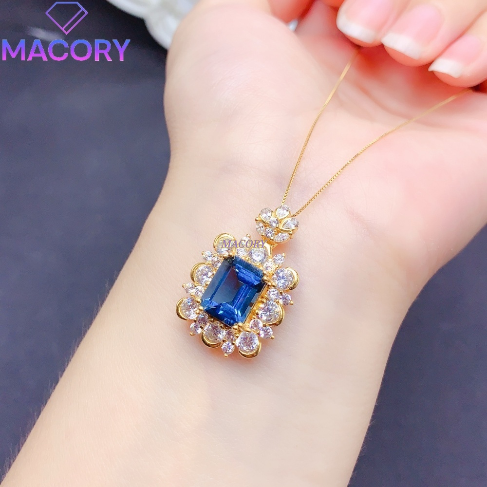 天然ロンドンブルートパーズペンダントネックレス S925スタ - Vintage Fashion London のレビューと価格