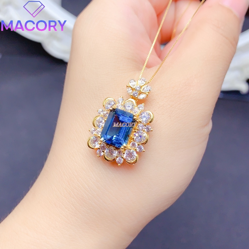 天然ロンドンブルートパーズペンダントネックレス S925スタ - Vintage Fashion London のレビューと価格