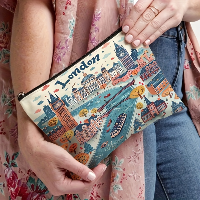 女性用大容量ロンドンテーマトラベルトイレタリーバッグ、ビッグ - Vintage Fashion London のレビューと価格