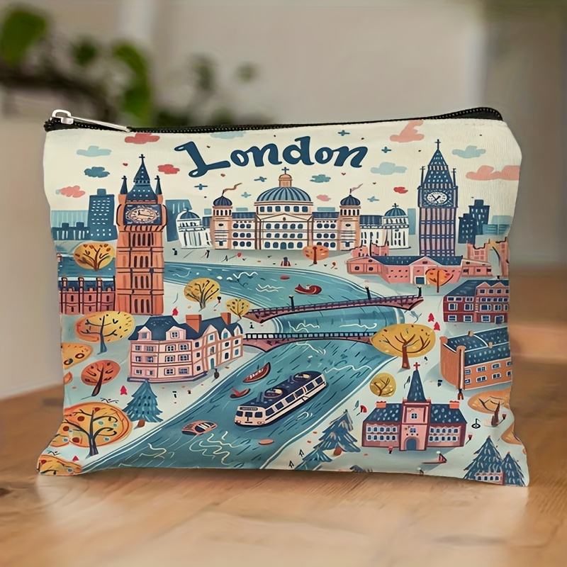 女性用大容量ロンドンテーマトラベルトイレタリーバッグ、ビッグ - Vintage Fashion London のレビューと価格
