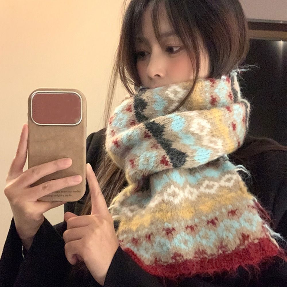 ファッション暖かいジャカードニットスカーフウールヴィンテージ - Vintage Fashion Faire のレビューと価格