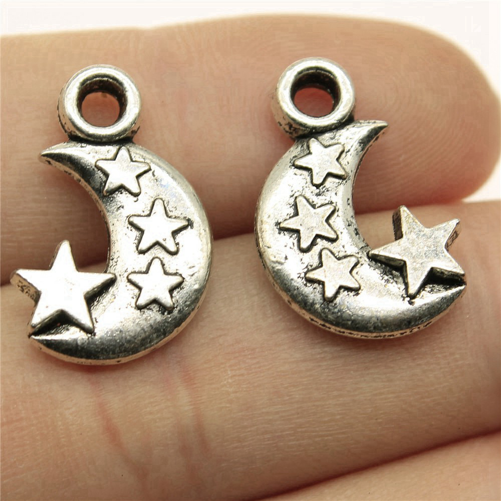 刻印入り三日月星チャームペンダント合金天体神秘的なDIYブレ - Vintage Fashion Jewelry Necklaces のレビューと価格